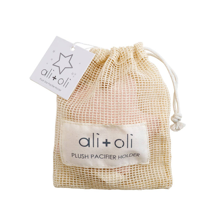Ali + Oli Plush Star Pacifier Holder - Muslin Pink