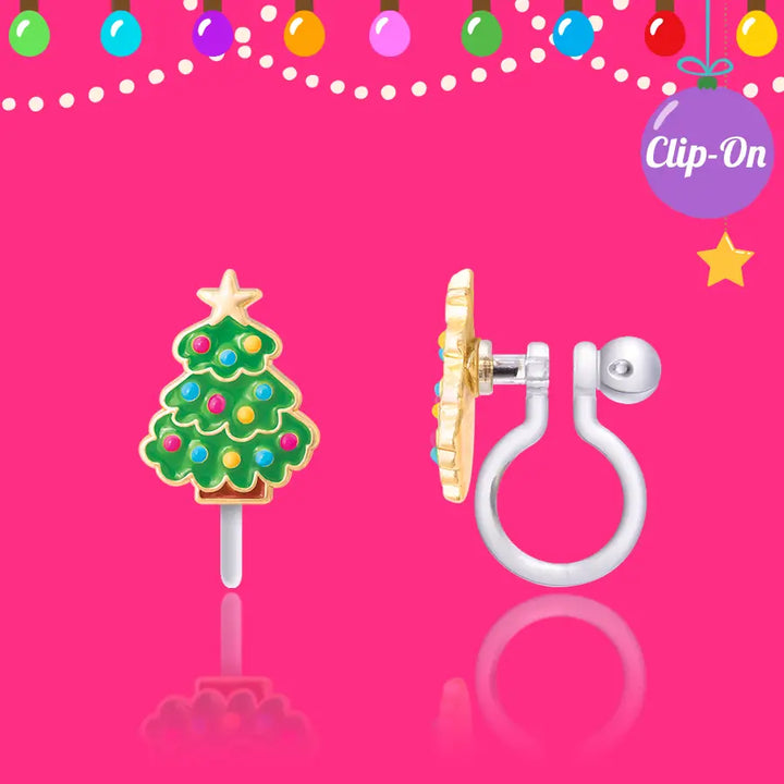 Girl Nation Clip On Earrings Happy Christmas Tree