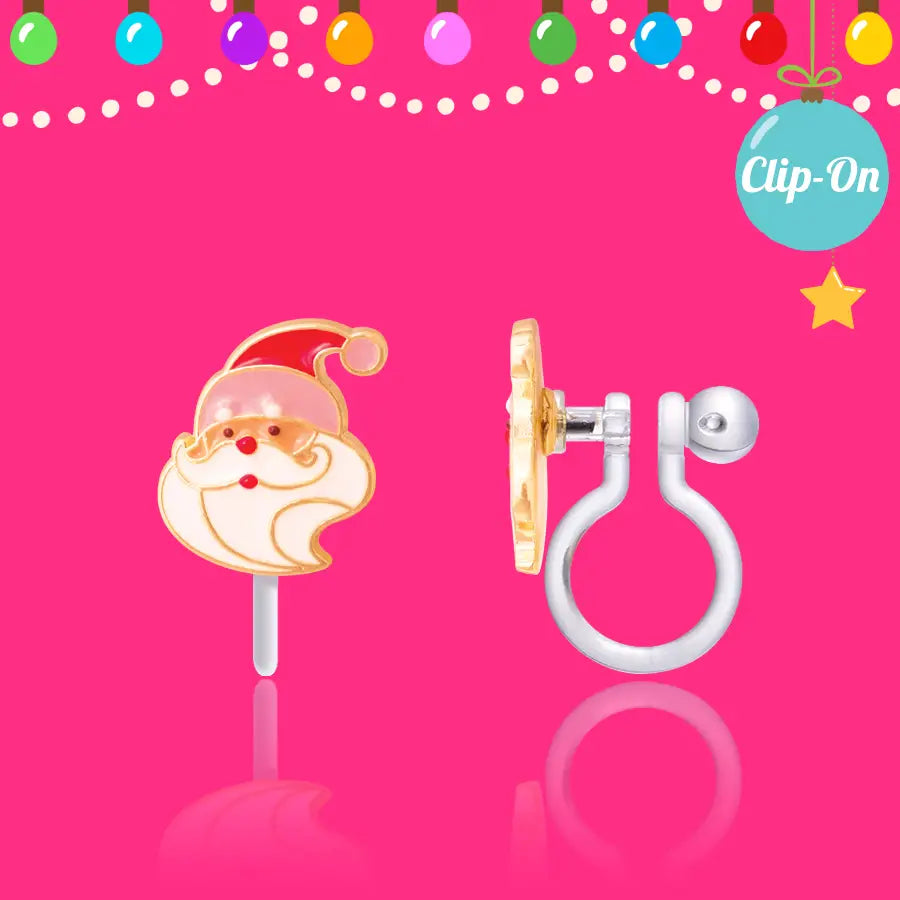Girl Nation Clip On Earrings Holly Jolly Santa
