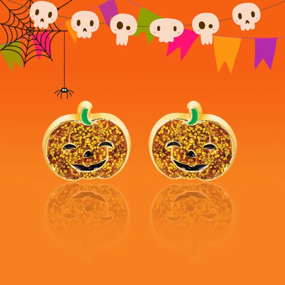 Girl Nation Glitter Pumpkin Stud Earrings