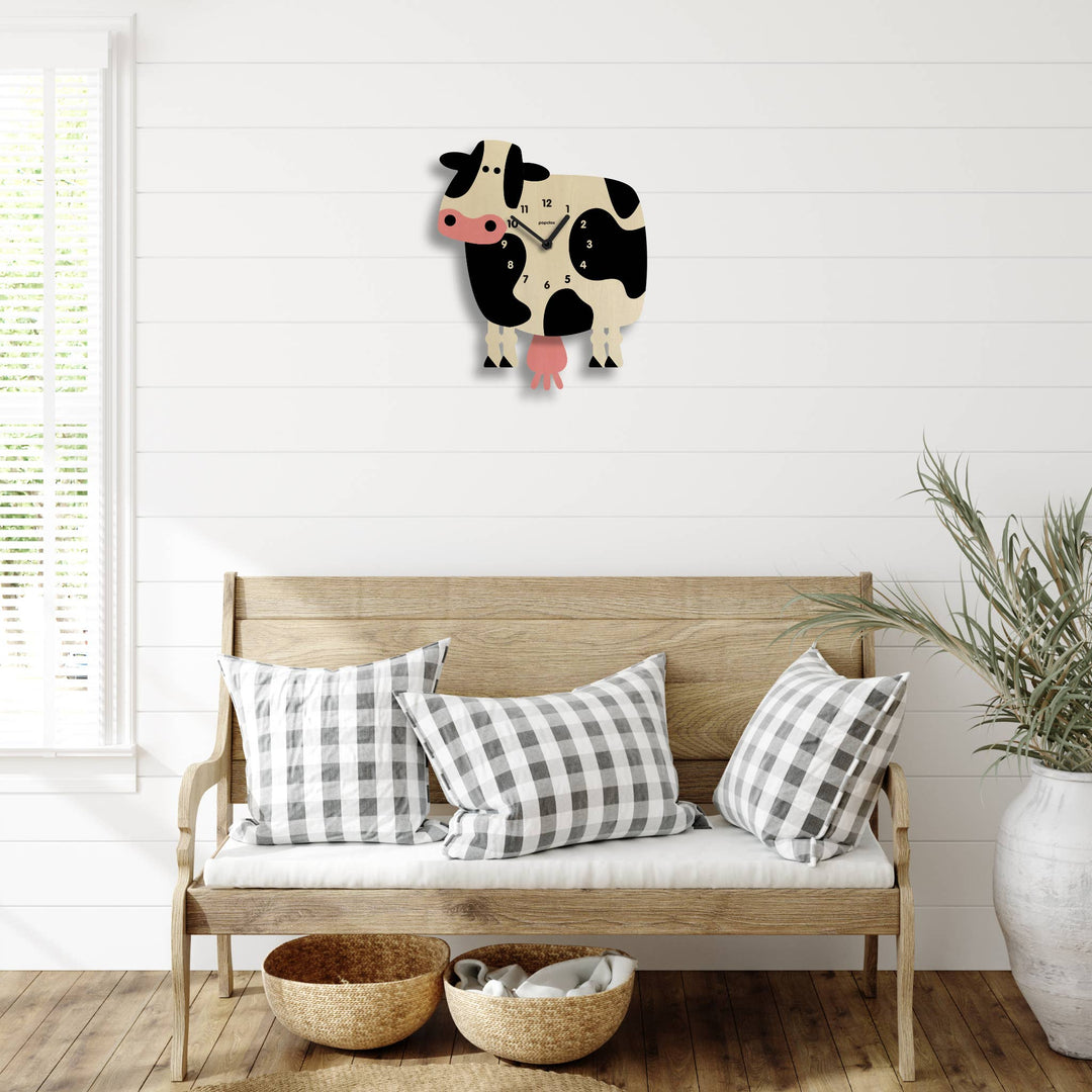 Popclox Cow Pendulum Clock - Wood