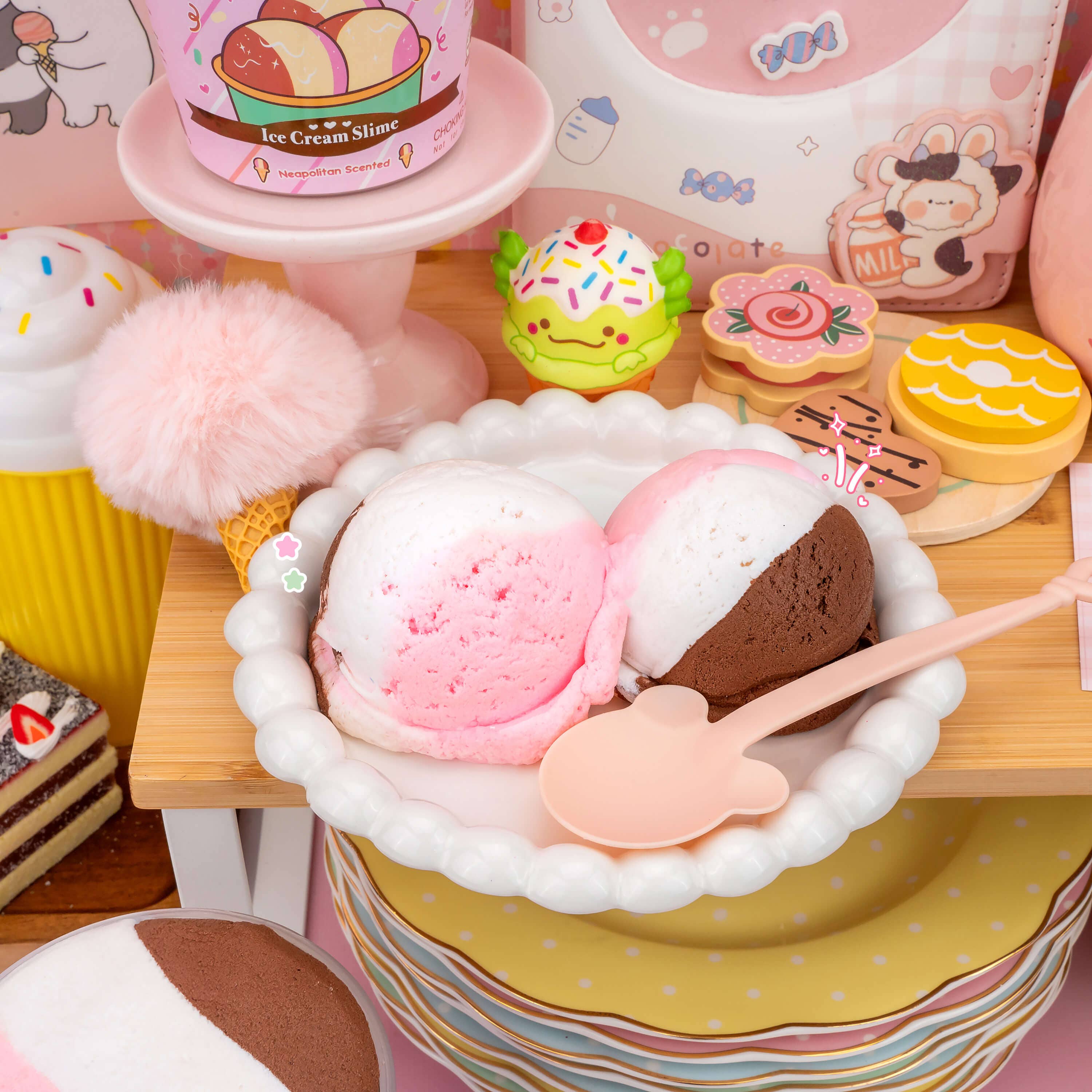 Kawaii Slime Neapolitan Scented Ice Cream Pint Slime – Hopscotch