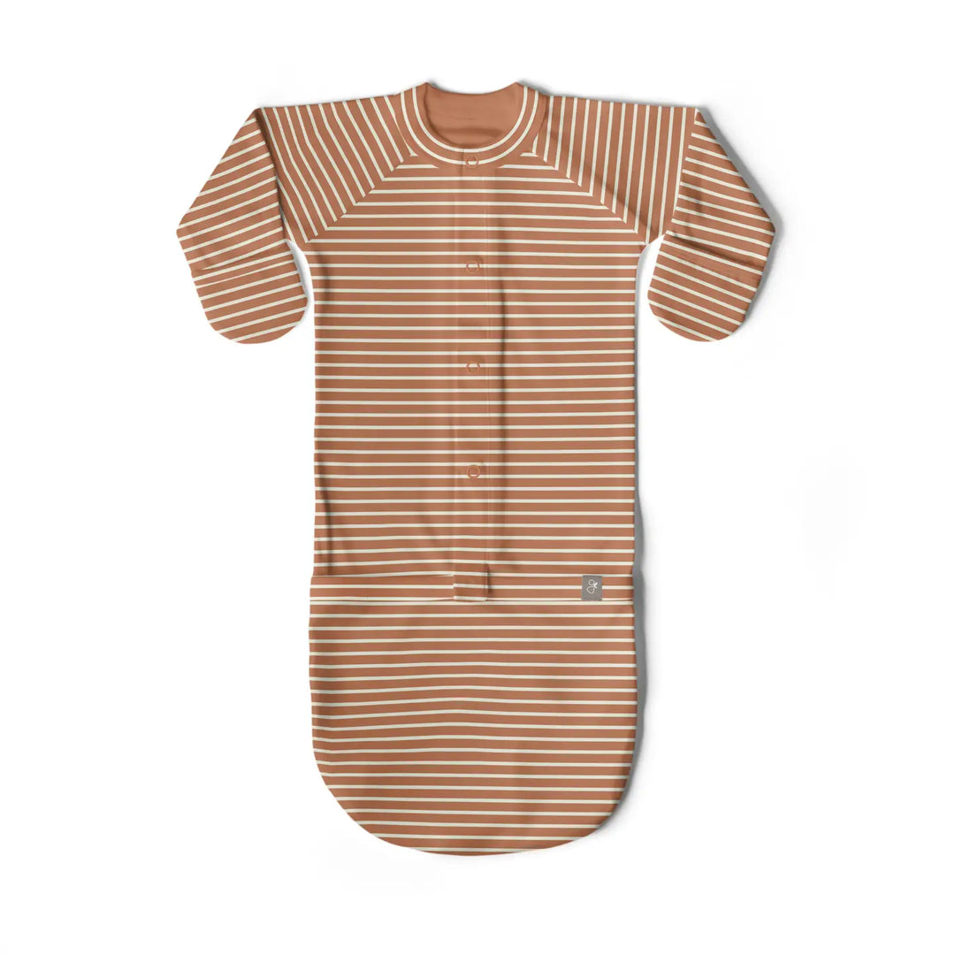 Goumi Kids 24 Hour Convertible Baby Sleeper Gown - Clay Stripe