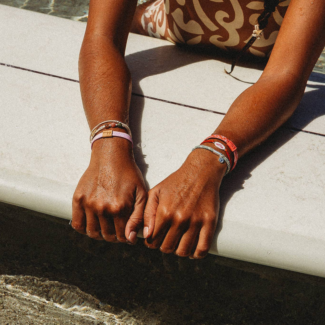 K'lani "Roxy Pink Tropics" Pink and Coral Island Vibe Hair Tie Bracelets