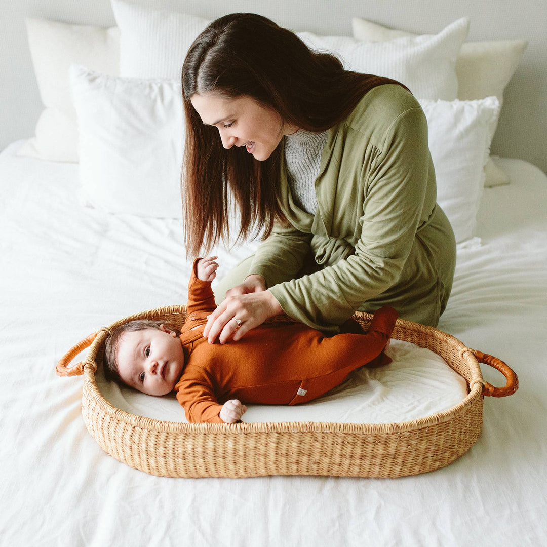 Goumi Viscose + Organic Cotton Changing Pad Cover - Cloud