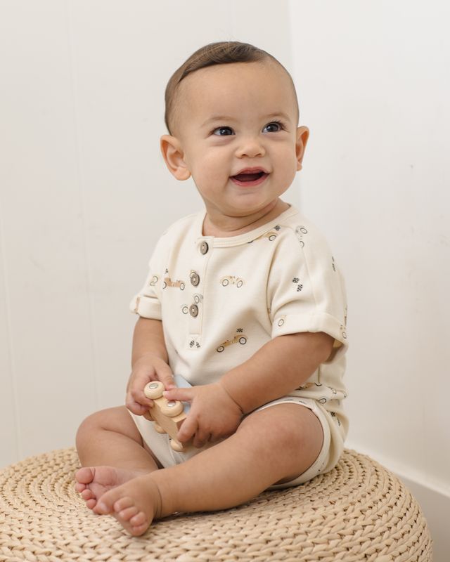 Quincy Mae Short Sleeve One-Piece - Race Car