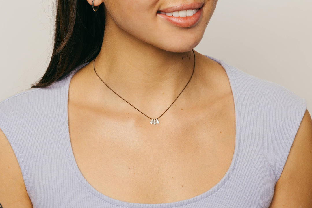 Bronwen Tiny Charm - 3 Petal Necklace