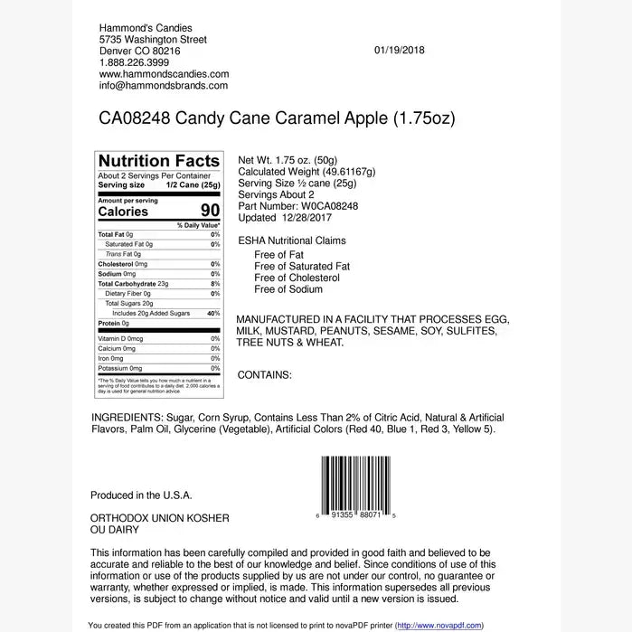 Hammond's Candies Hand-Spun Jumbo Candy Cane