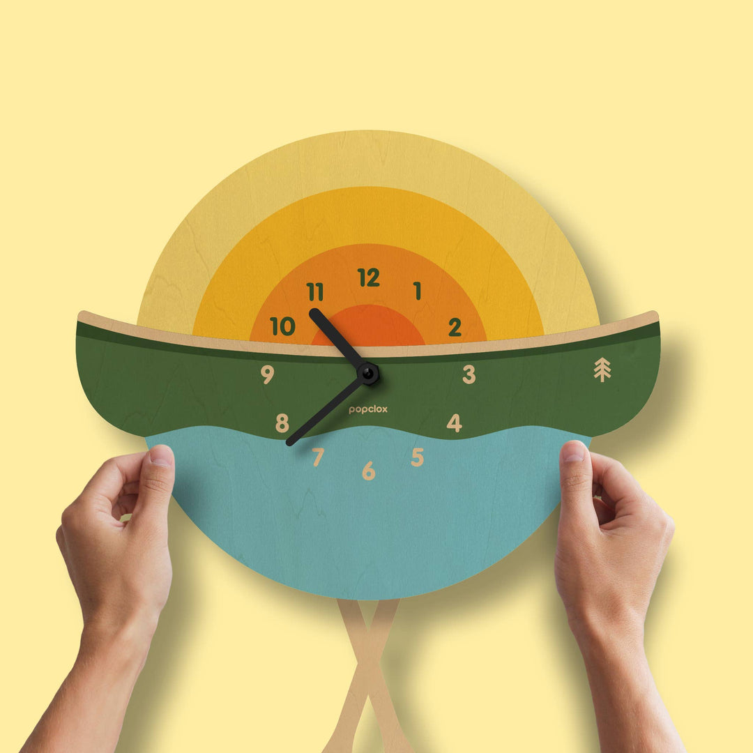 Popclox Canoe Pendulum Clock - Wood