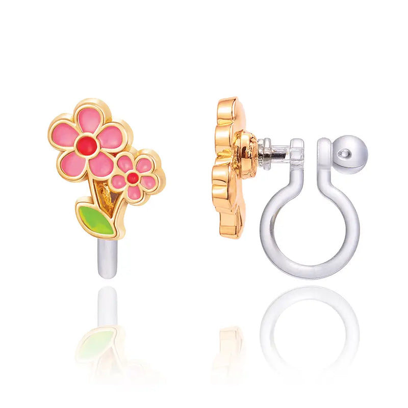 Girl Nation Clip On Cutie Earrings- Little Pink Flower