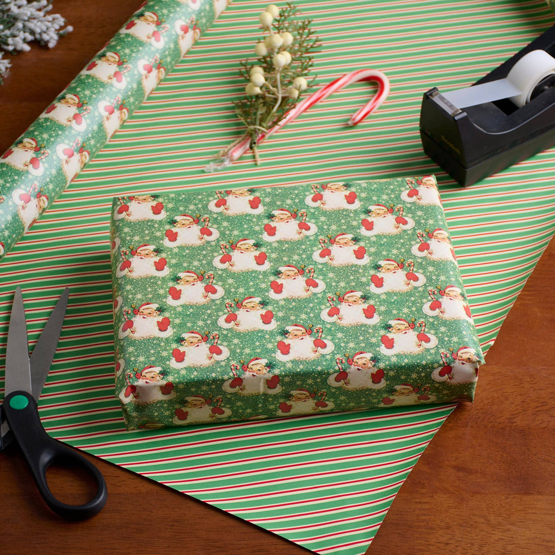 Primitives By Kathy Retro Santa Gift Wrap