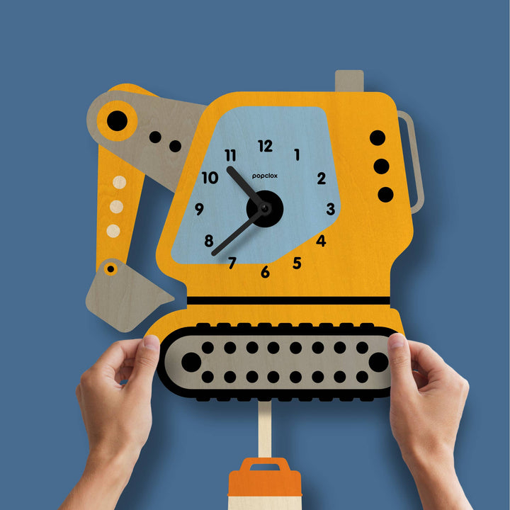 Popclox Excavator Pendulum Clock - Wood