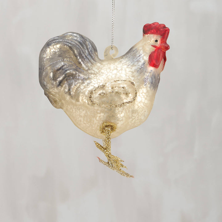 Primitives By Kathy Rooster Glass Ornament