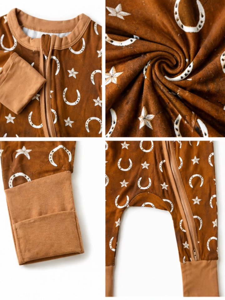 SpearmintLOVE 2-Way Zip Romper - Rusty Horseshoe