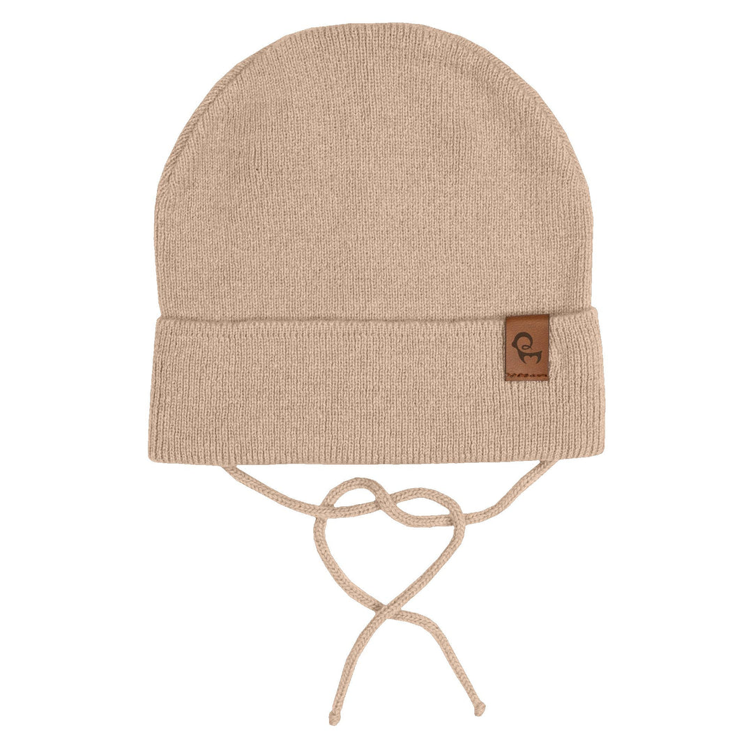 Menique Kids' Knit Baby Beanie with Strings Merino & Cashmere