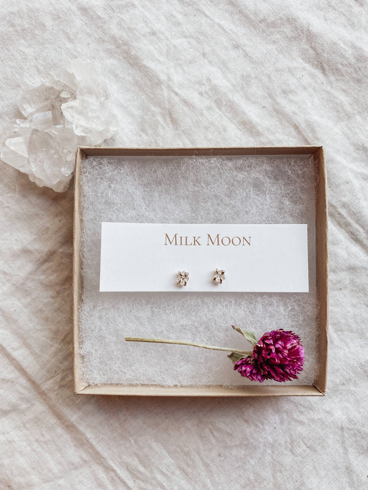 Milk Moon Herkimer Diamond Studs