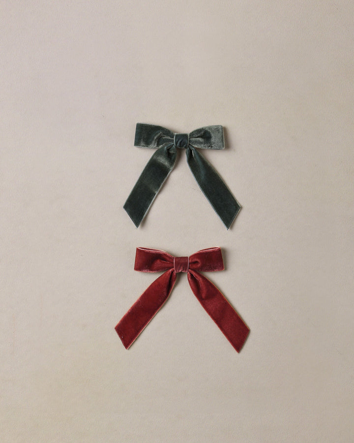 Noralee Velvet Bows Set - Green, Ruby