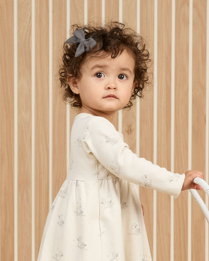 Quincy Mae Long Sleeve Baby Dress - Swans