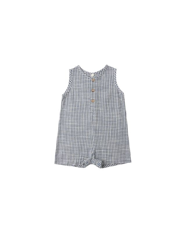 Rylee + Cru Mavrick Romper - Marine Gingham