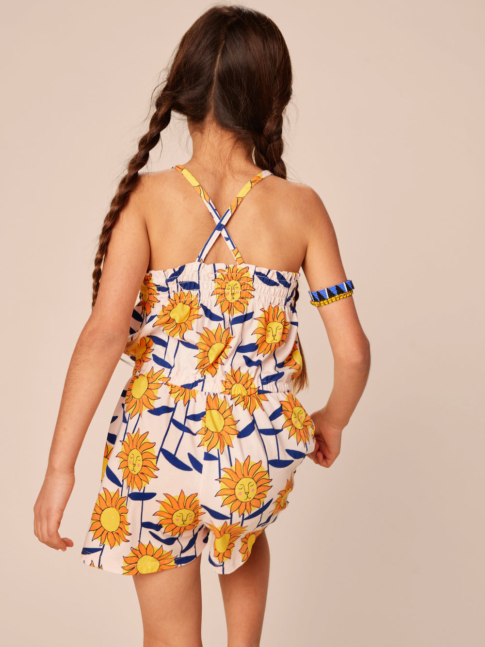Tea Collection Smocked Sleeveless Romper - African Sunflowers