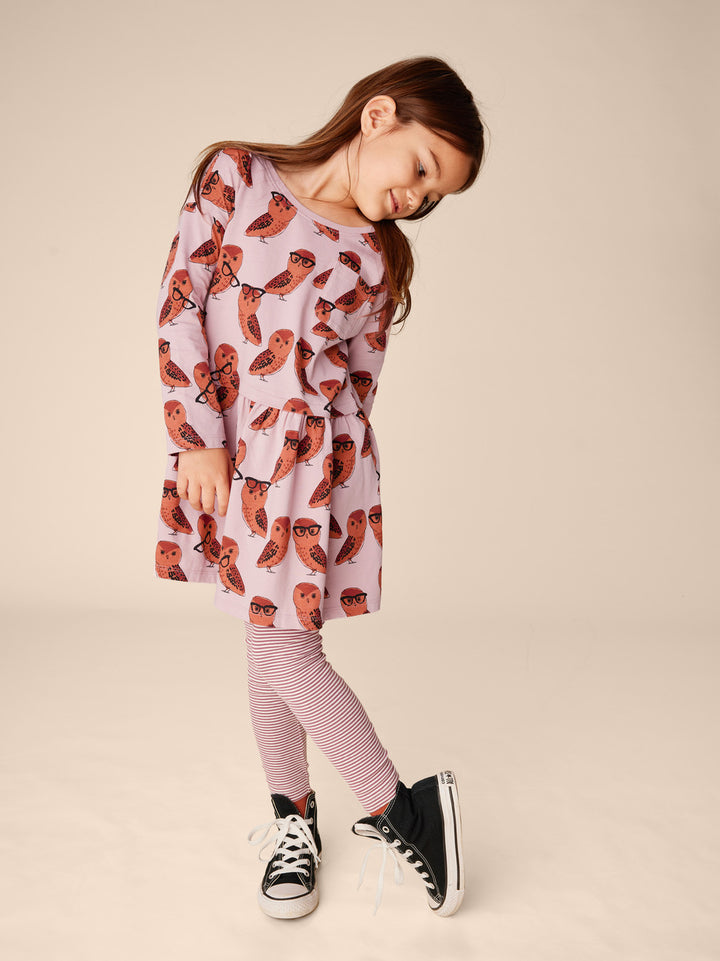 Tea Collection Printed Pocket Play Dress - All Knowing Owl