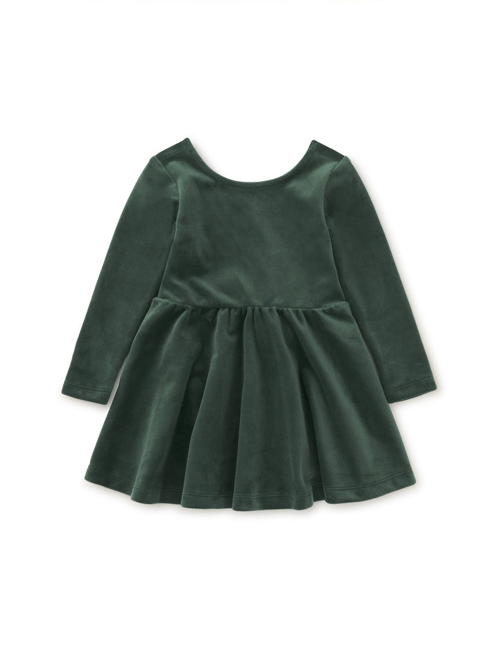 Tea Collection Velour Skater Dress - Pine Needles