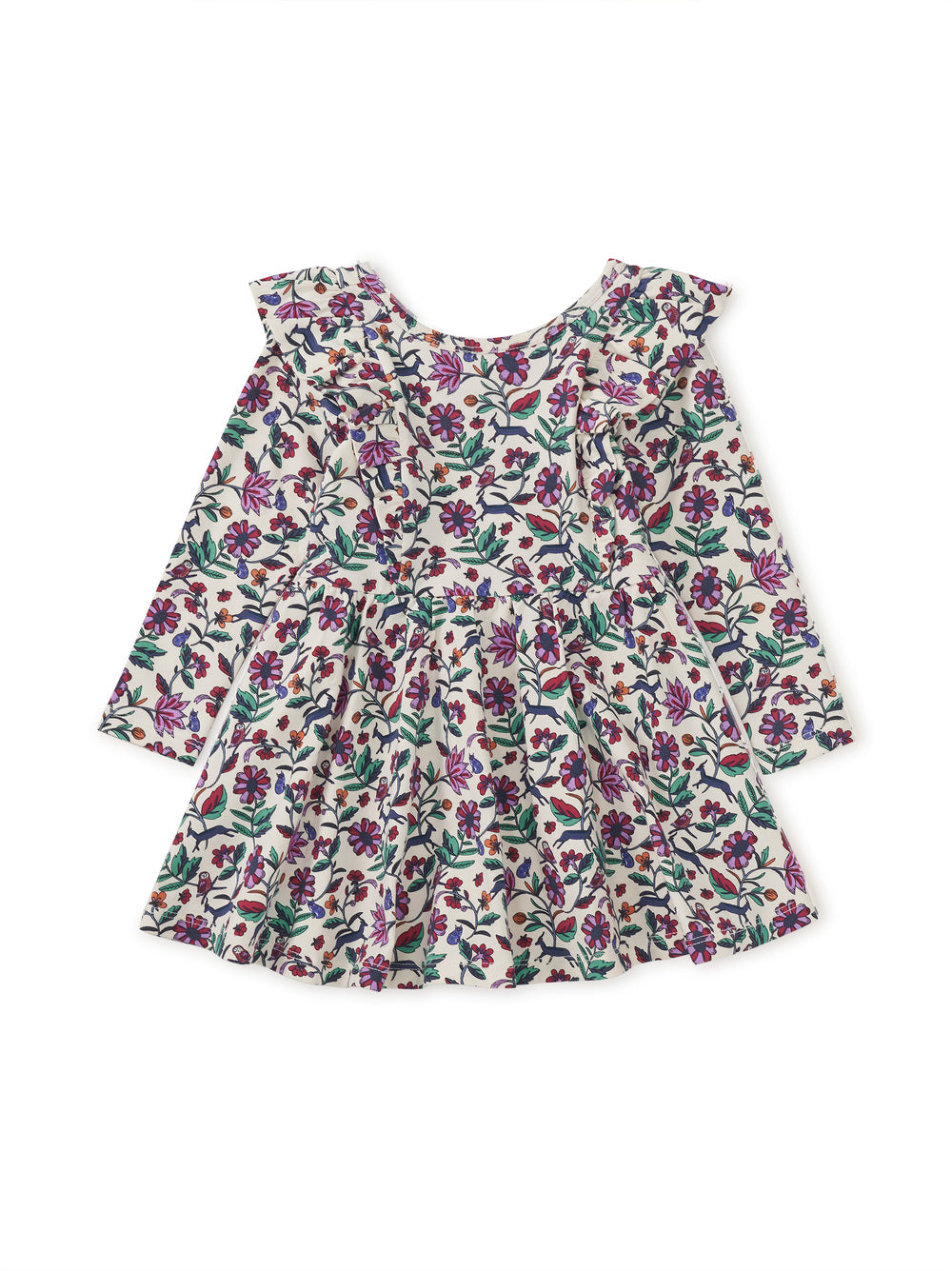 Tea Collection Ruffle Shoulder Ballet Dress - Iznik Flora & Fauna