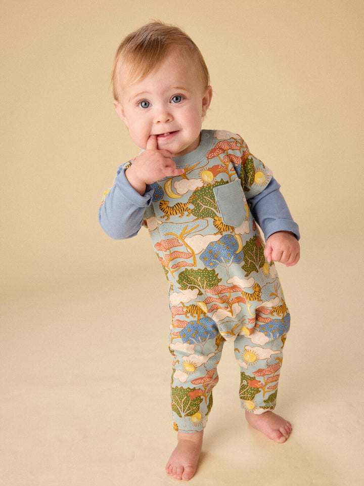 Tea Collection Layered Button-Up Baby Romper - Sun & Moon Folktale