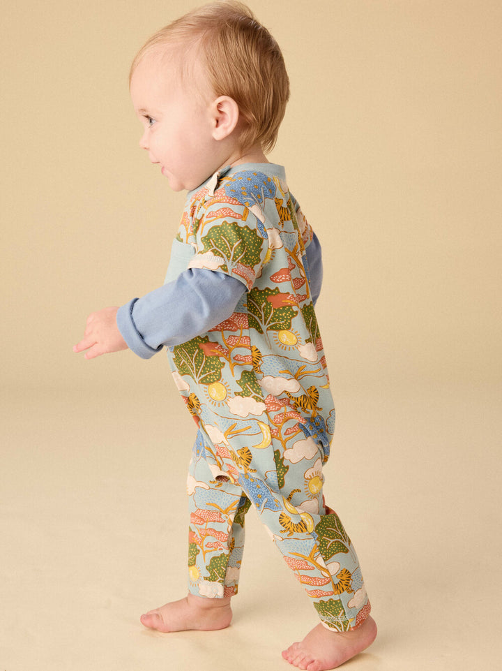 Tea Collection Layered Button-Up Baby Romper - Sun & Moon Folktale