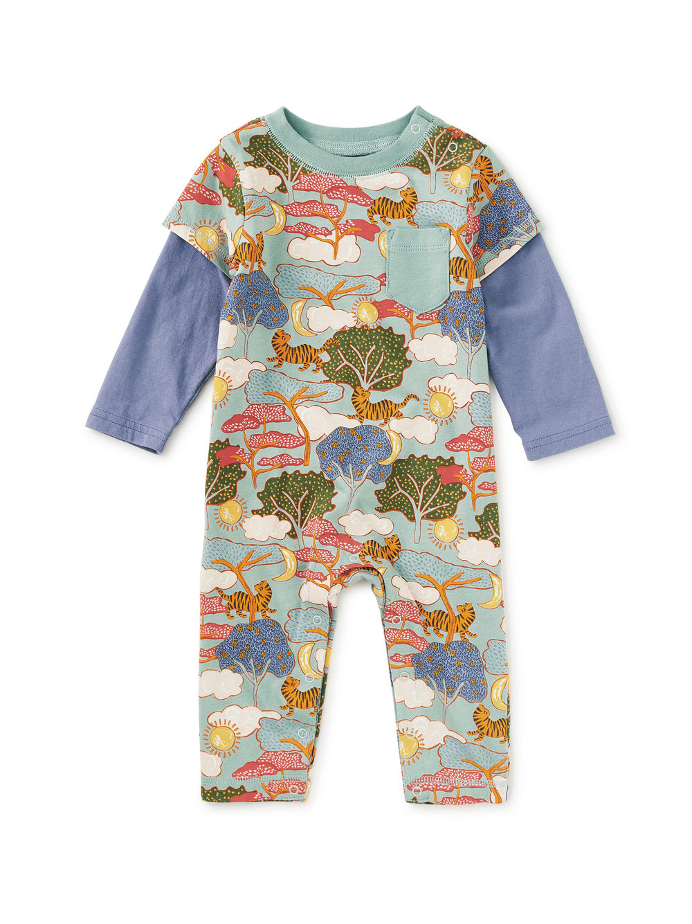 Tea Collection Layered Button-Up Baby Romper - Sun & Moon Folktale