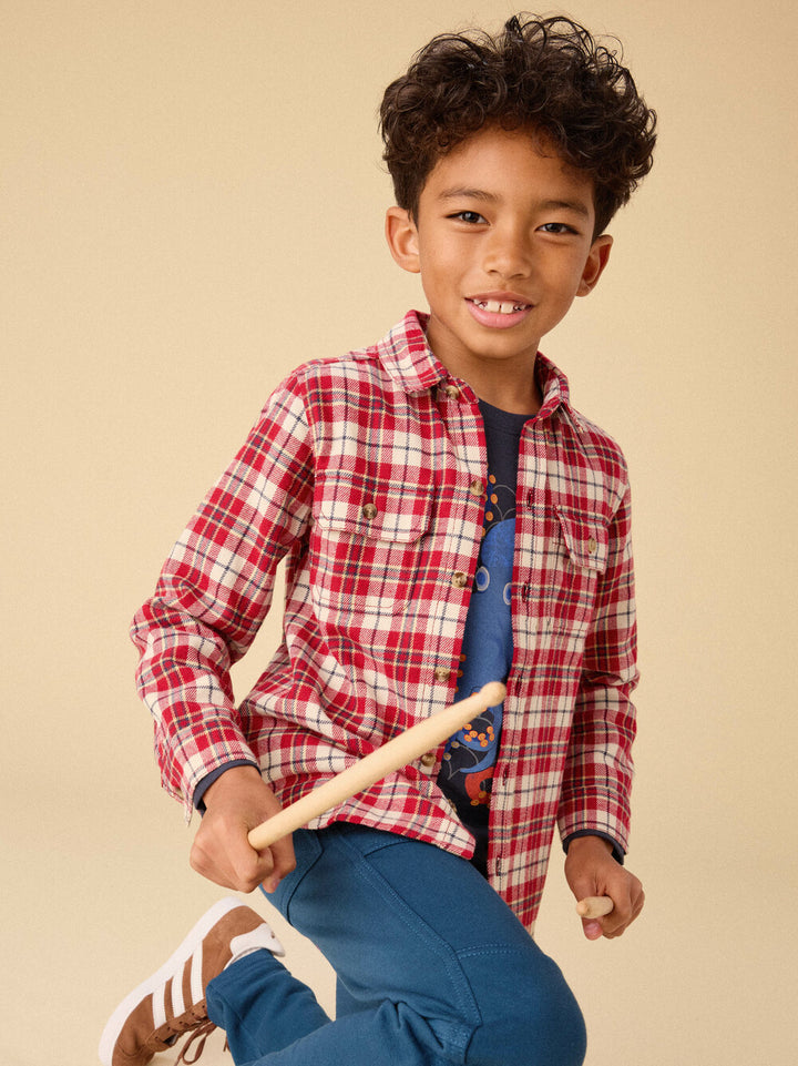 Tea Collection Flannel Button Up Shirt - Red