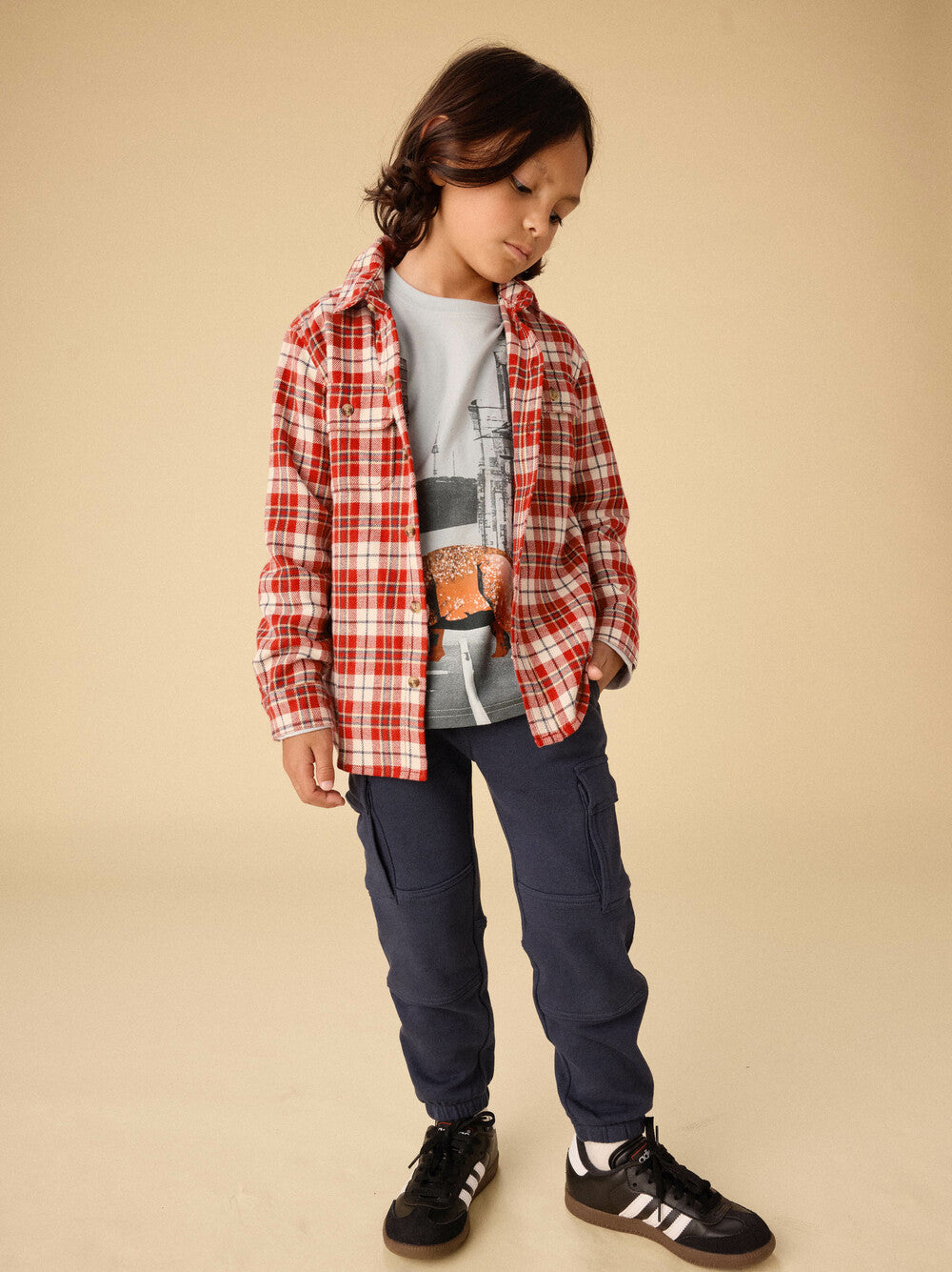 Tea Collection Flannel Button Up Shirt - Red