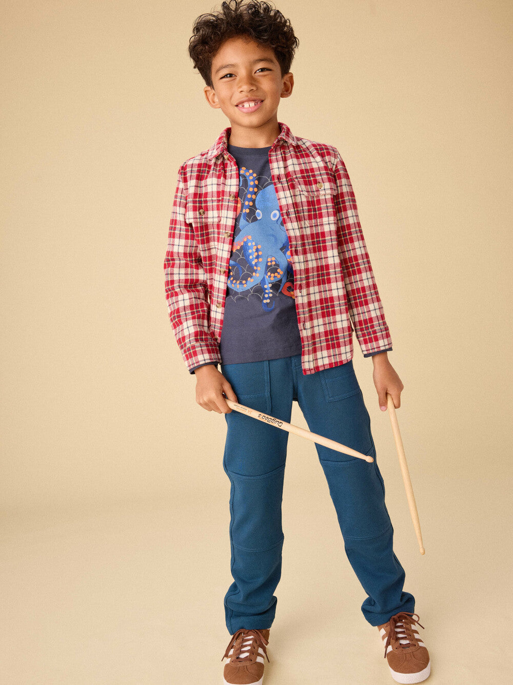 Tea Collection Flannel Button Up Shirt - Red