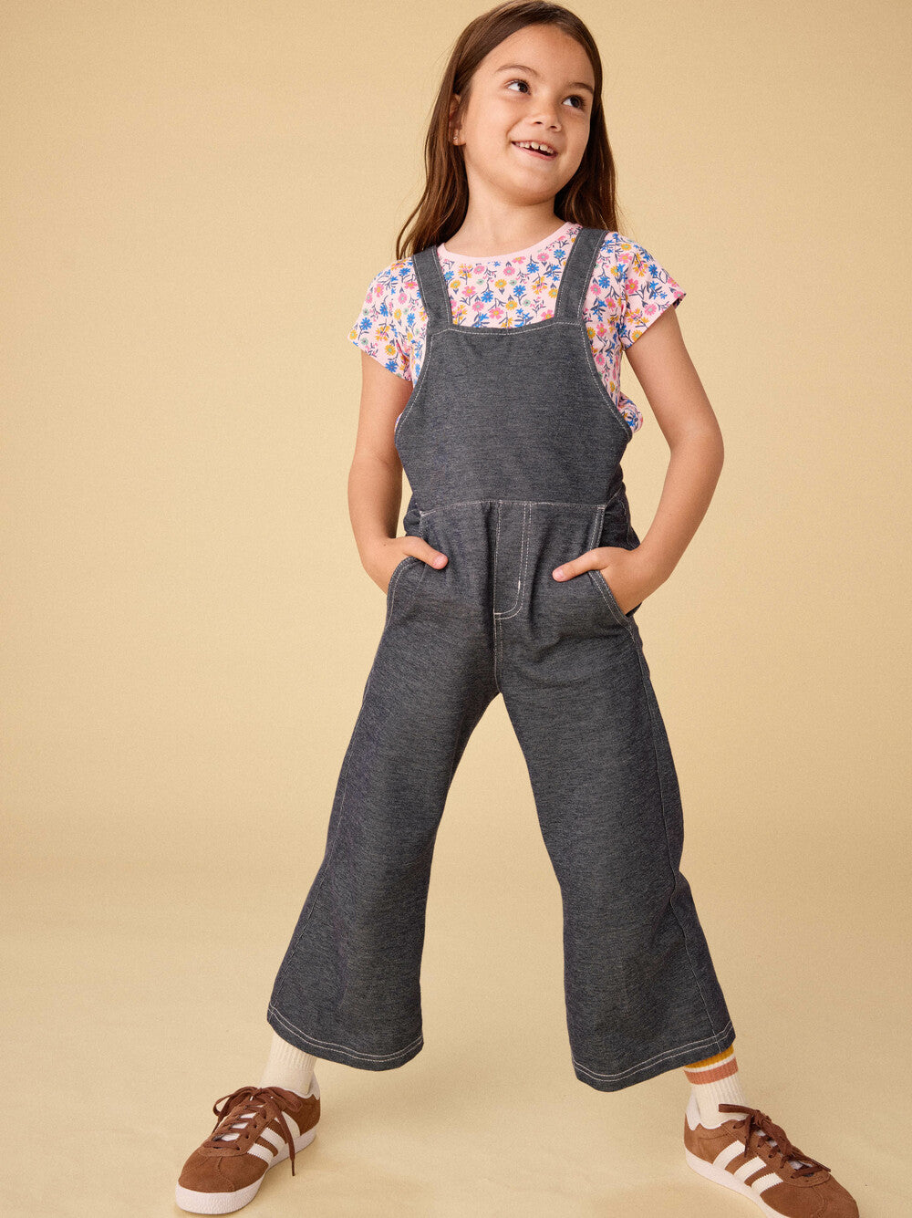 Tea Collection Wide Leg Denim-Like Overalls