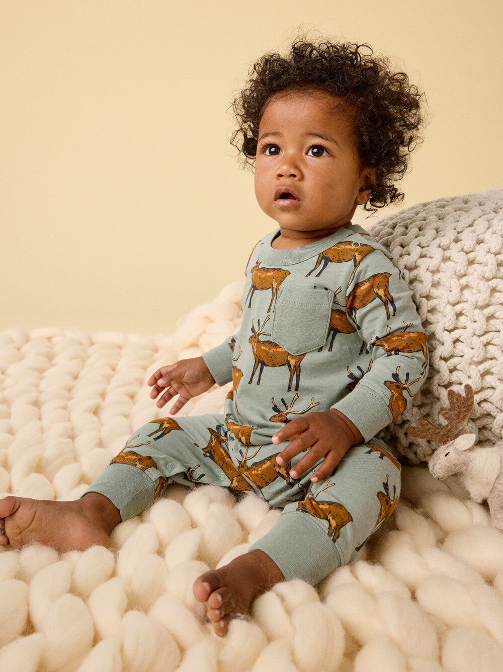 Tea Collection Painted Deer Pocket Romper
