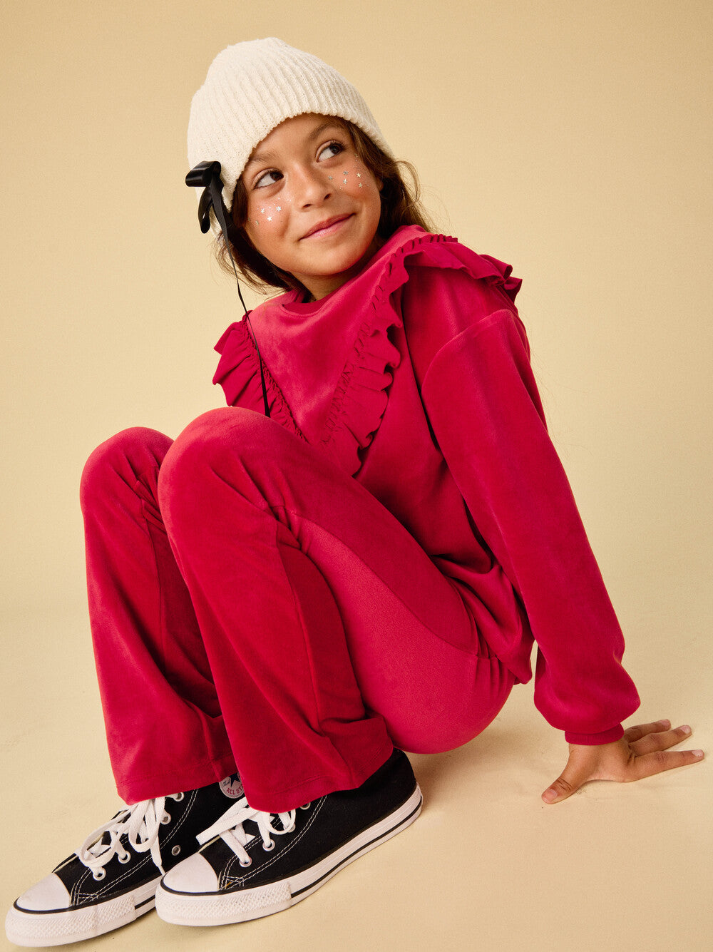 Tea Collection Very Velour Flare Pants - Red Wagon