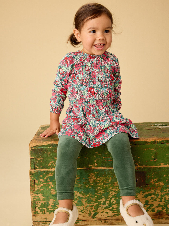 Tea Collection Smocked Blouson Dress - Suzhou Garden Floral