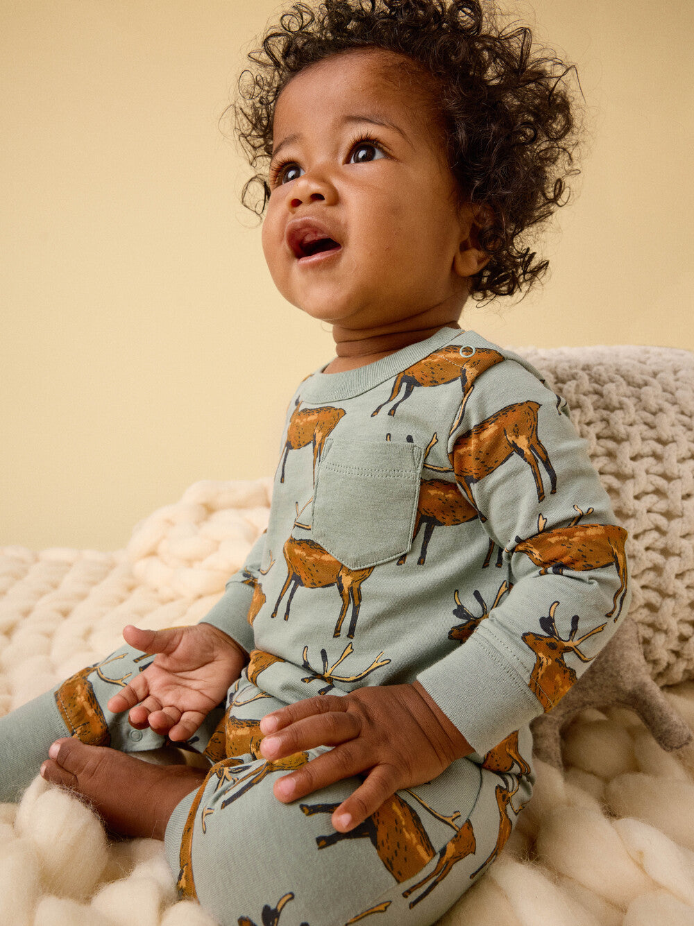 Tea Collection Painted Deer Pocket Romper