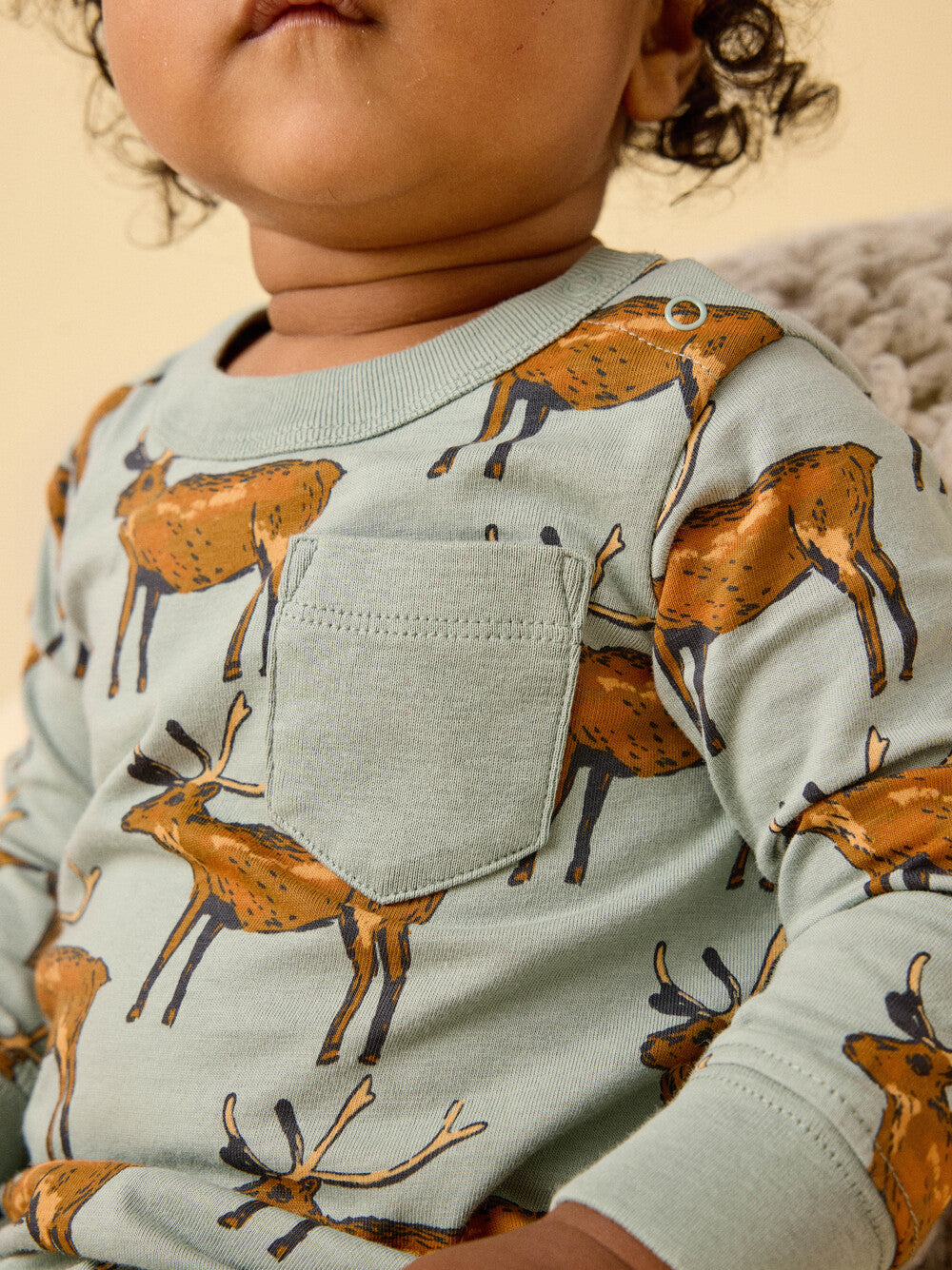 Tea Collection Painted Deer Pocket Romper