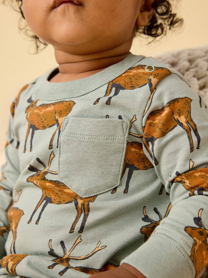 Tea Collection Painted Deer Pocket Romper
