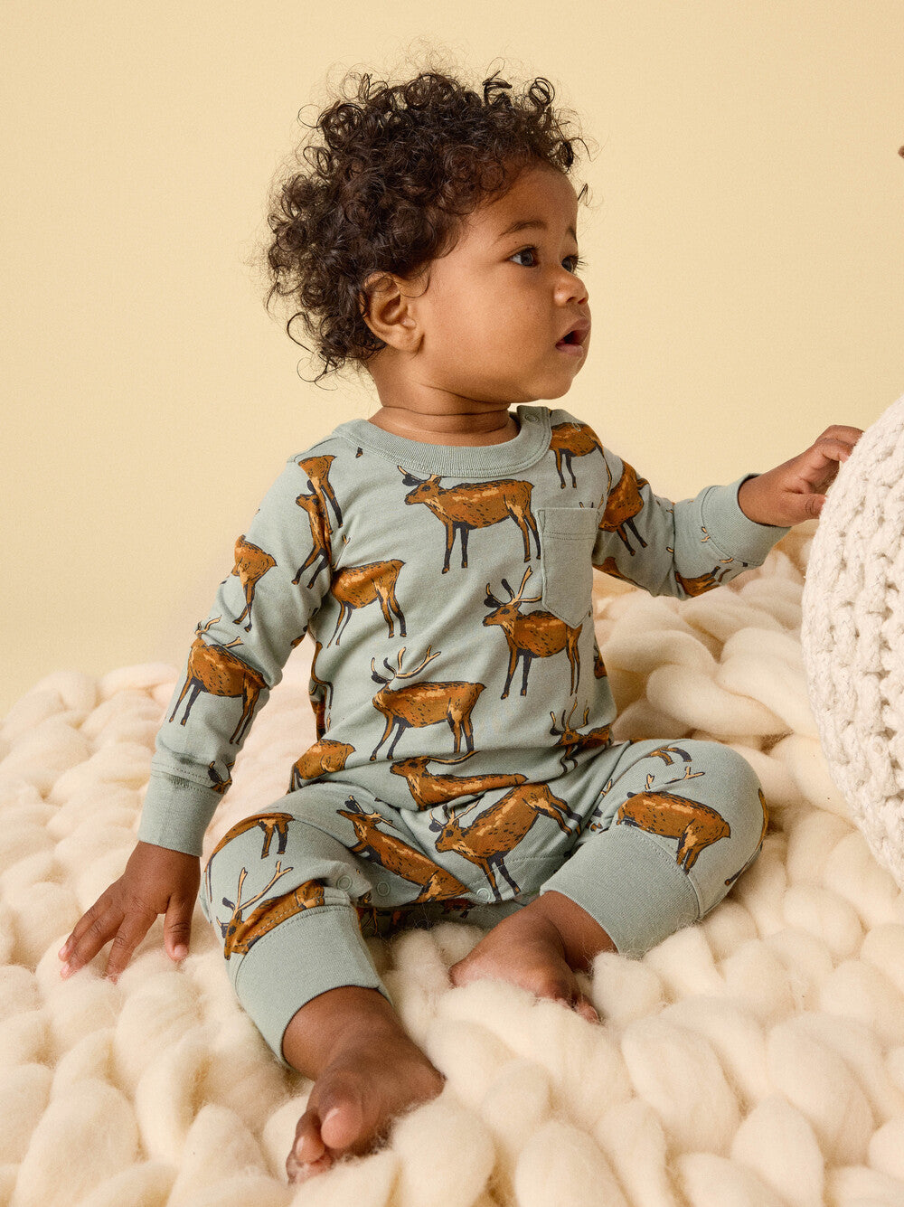 Tea Collection Painted Deer Pocket Romper