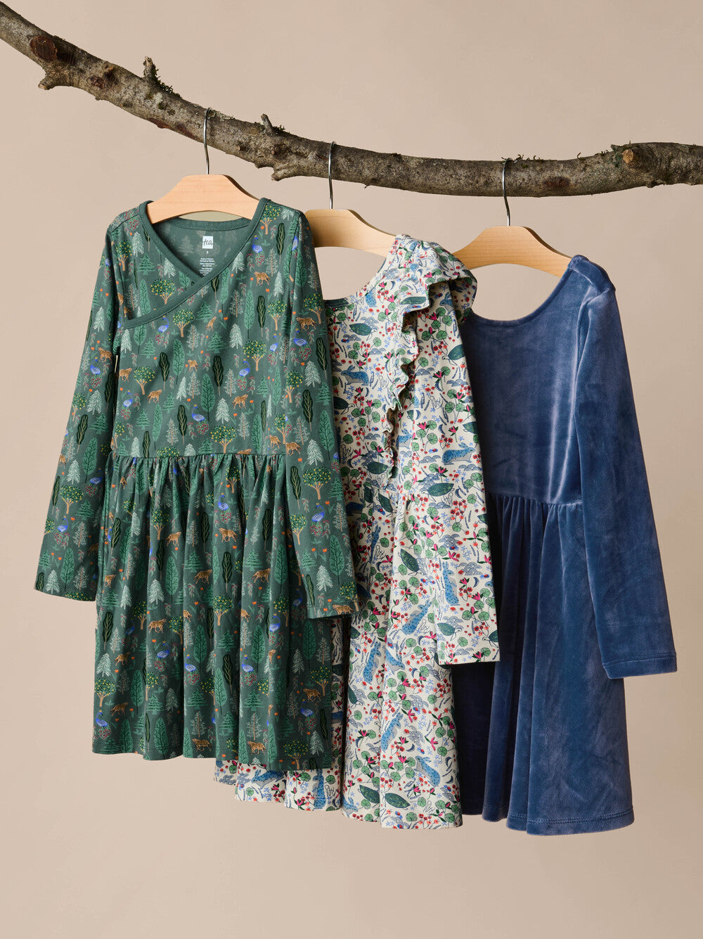 Tea Collection Wrap Neck Dress - Turkish Forest Scene