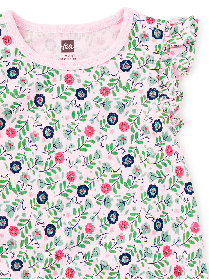 Tea Collection Flutter Baby Romper - Azulejos Florales