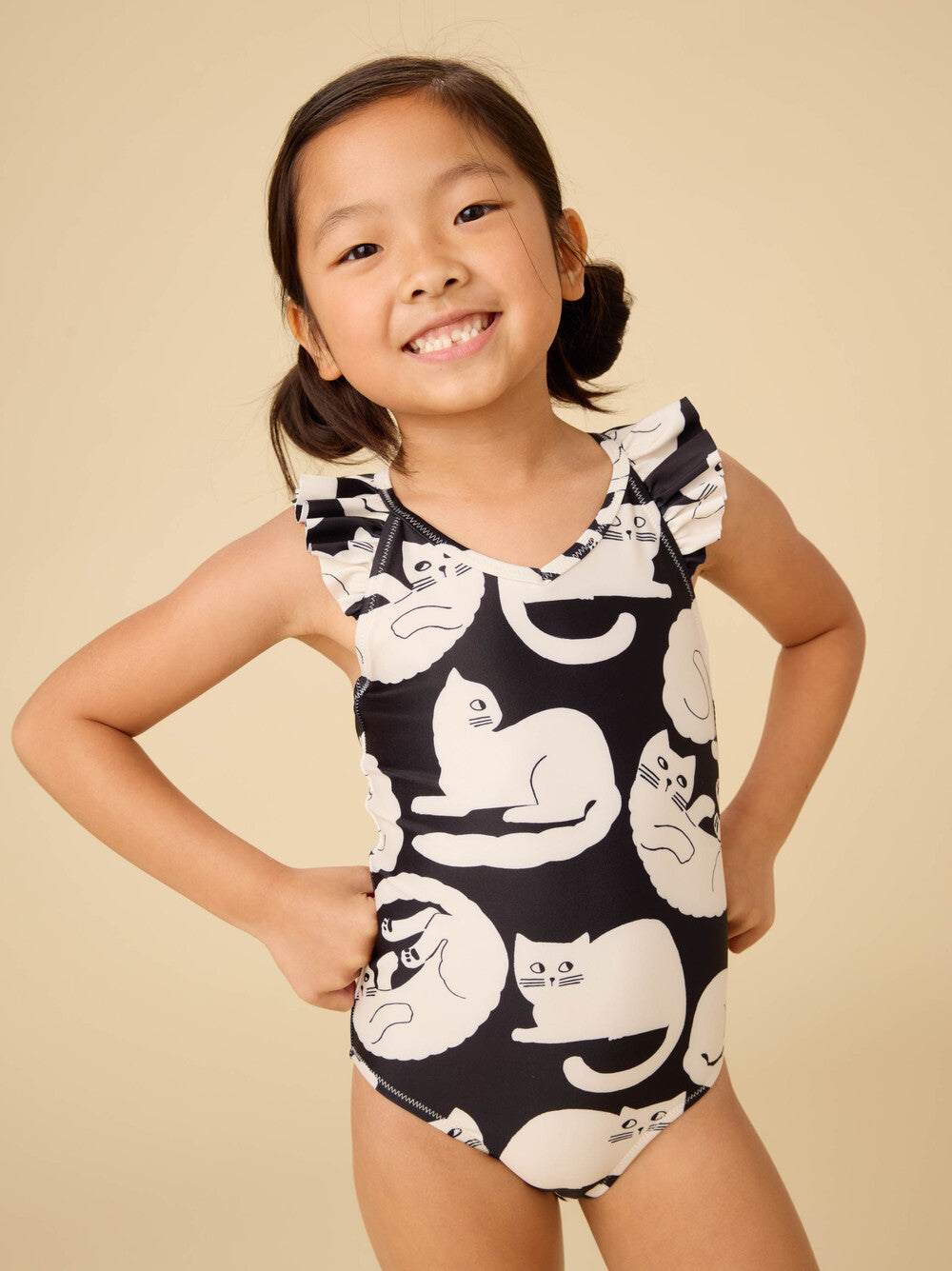 Tea Collection Ruffle One-Piece Swimsuit - Curious Cats