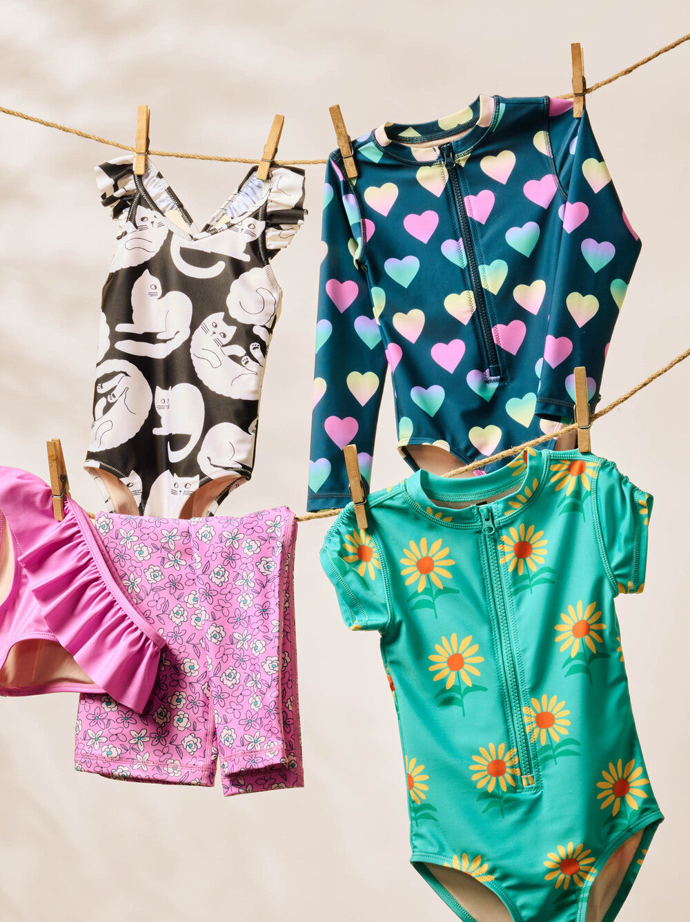 Tea Collection Rash Guard One-Piece Swimsuit - Sunflowers