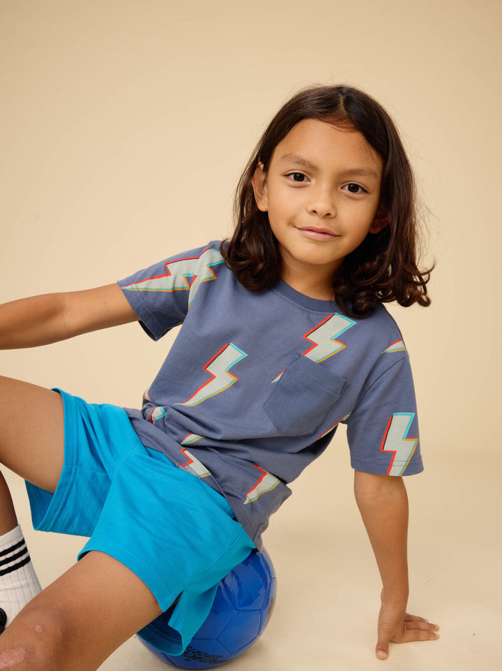 Tea Collection Printed Pocket Tee - Lightning Bolts