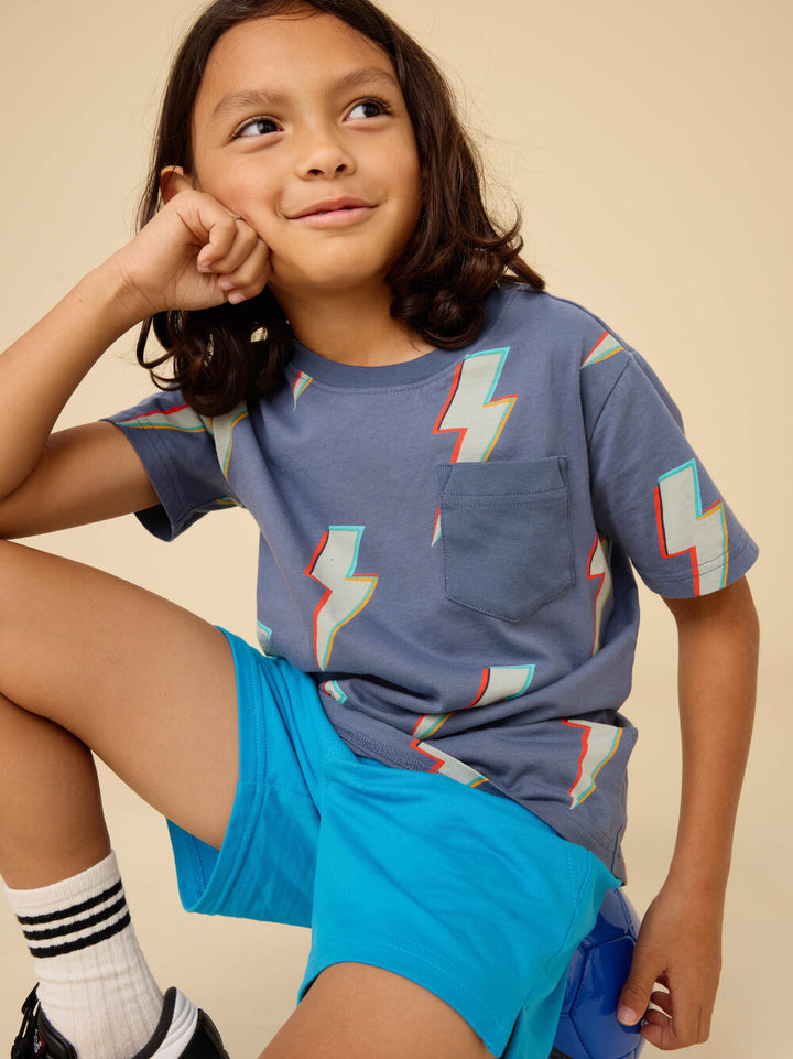 Tea Collection Printed Pocket Tee - Lightning Bolts