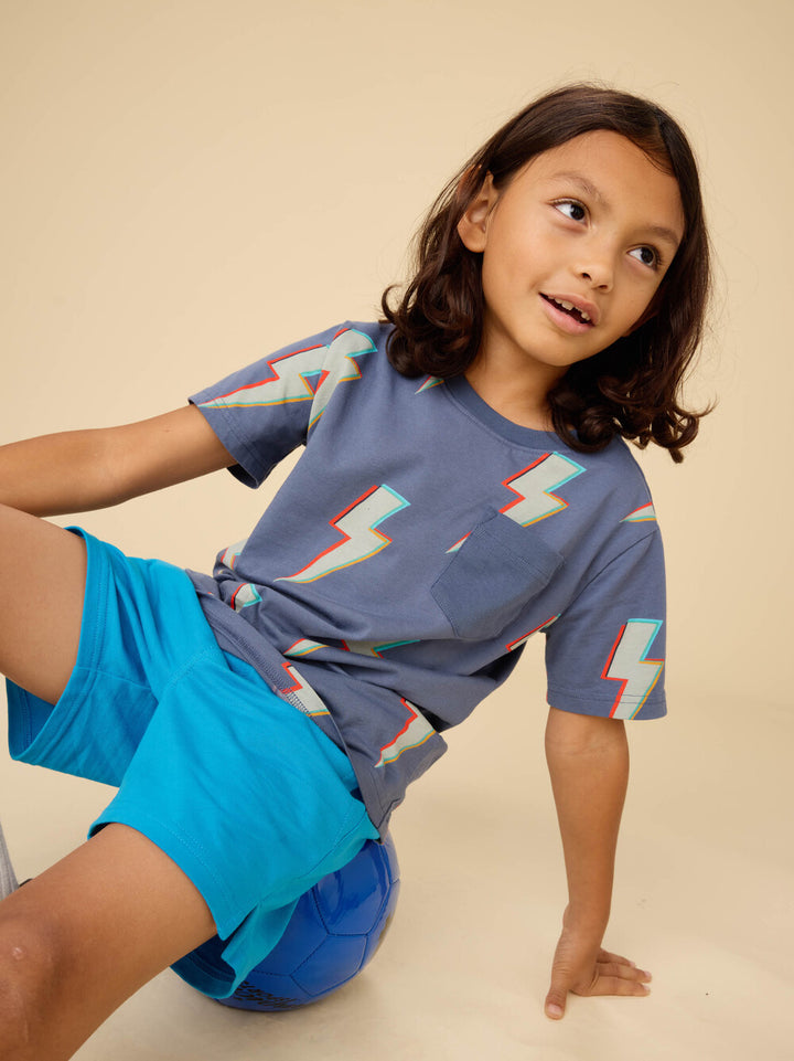 Tea Collection Printed Pocket Tee - Lightning Bolts