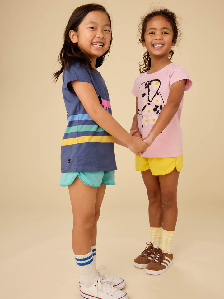 Tea Collection Pom-Pom Shorts - Glaze Blue