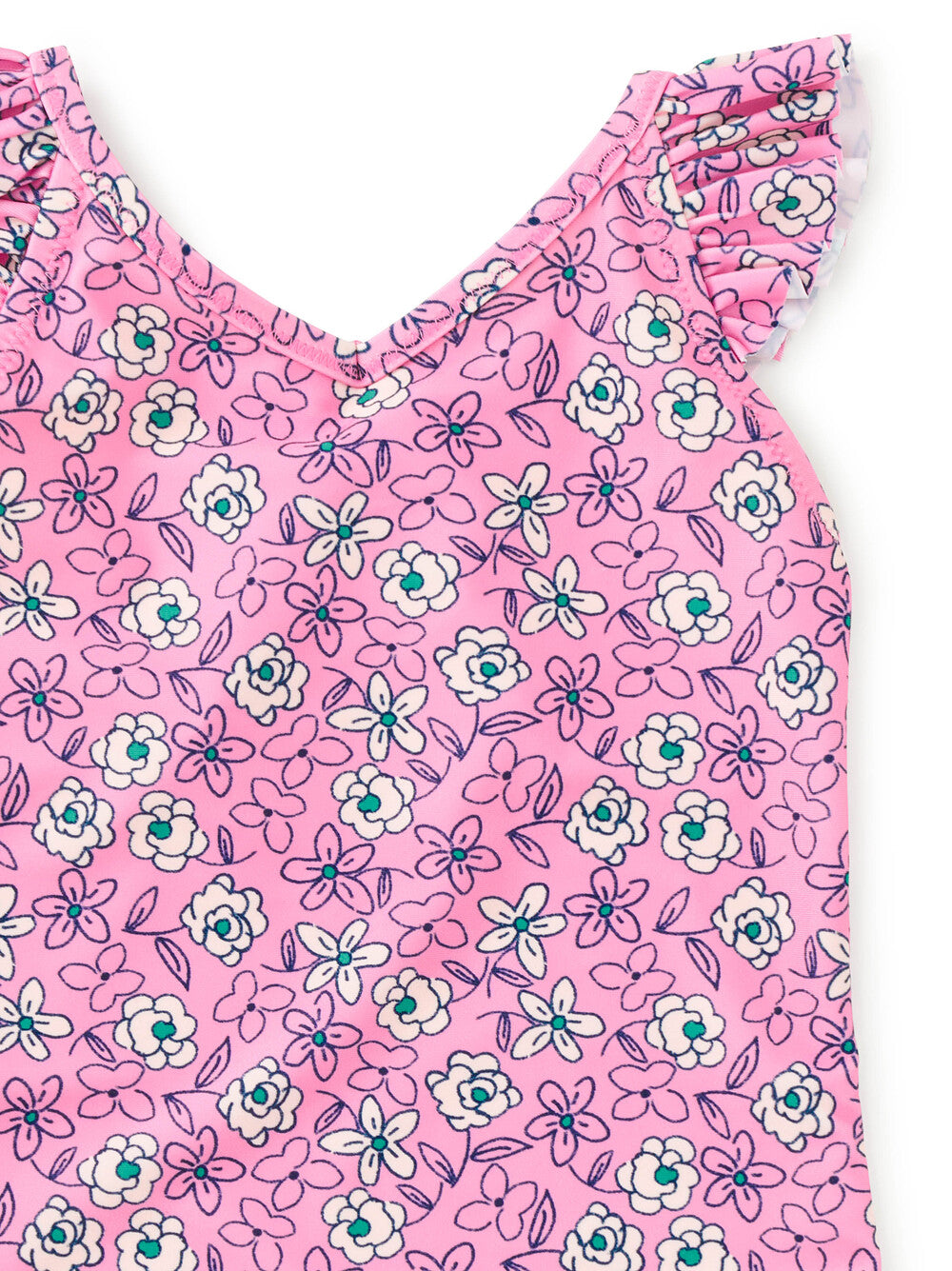 Tea Collection Ruffle One-Piece Swimsuit - Carnation Toss